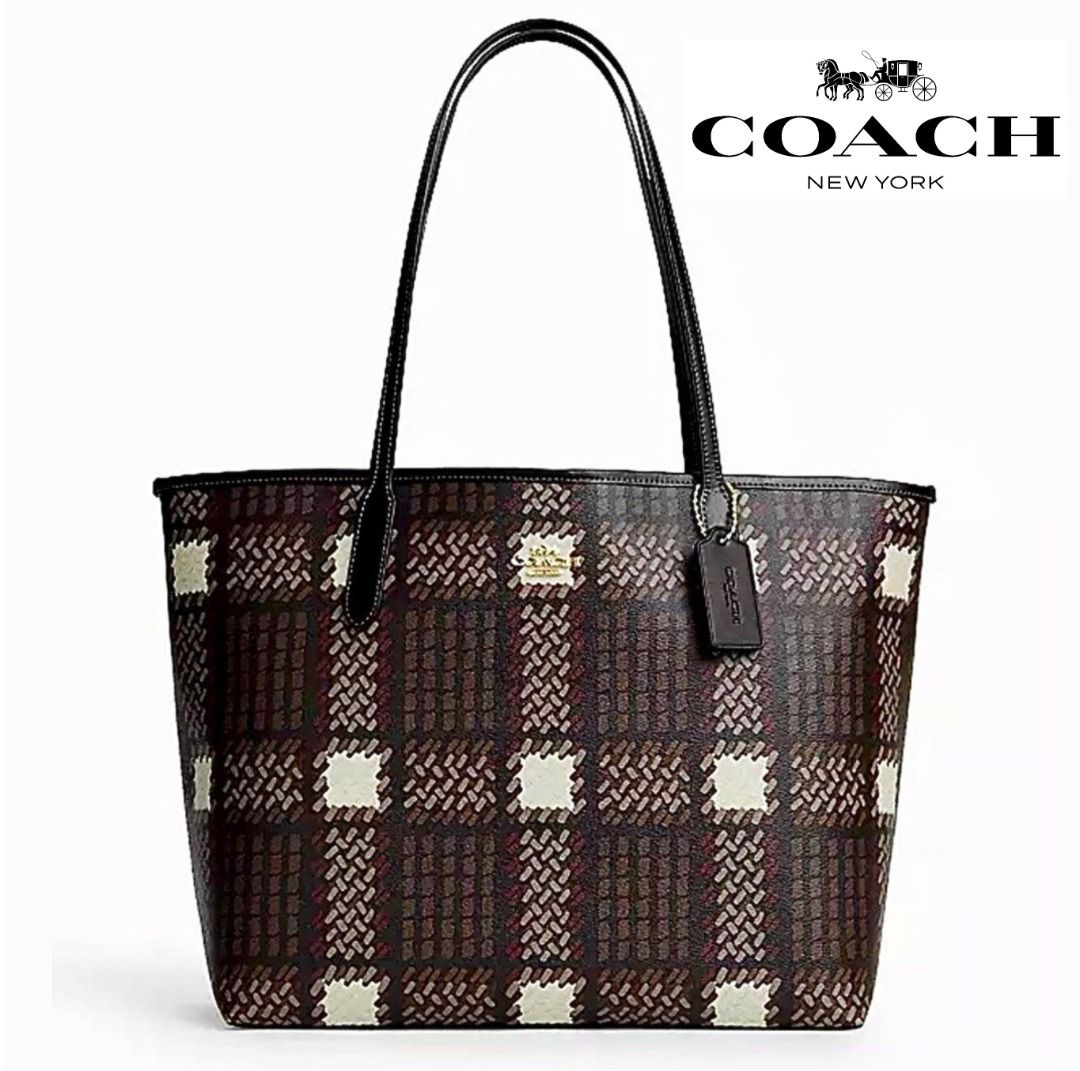Coach blue hot sale white checkered bag