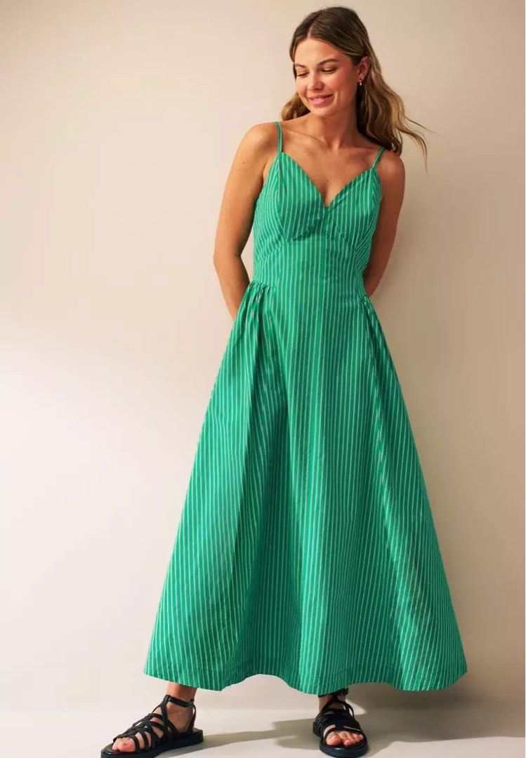 Next Cotton Strappy Waisted Midi Dress Women s Fashion Dresses