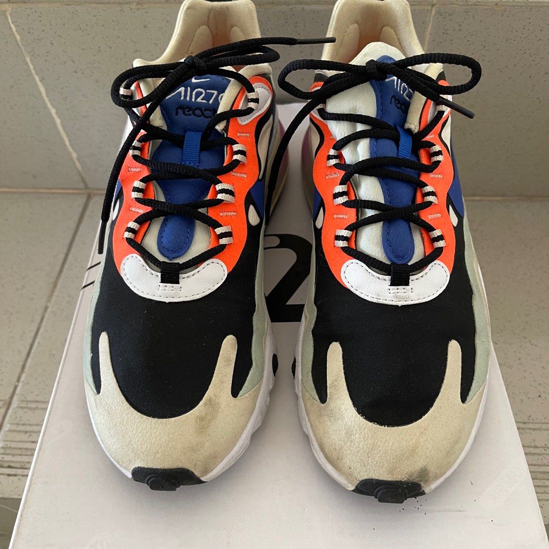 NIKE Air Max 270 React Fossil Hyper blue black Women s Fashion Footwear Sneakers on Carousell