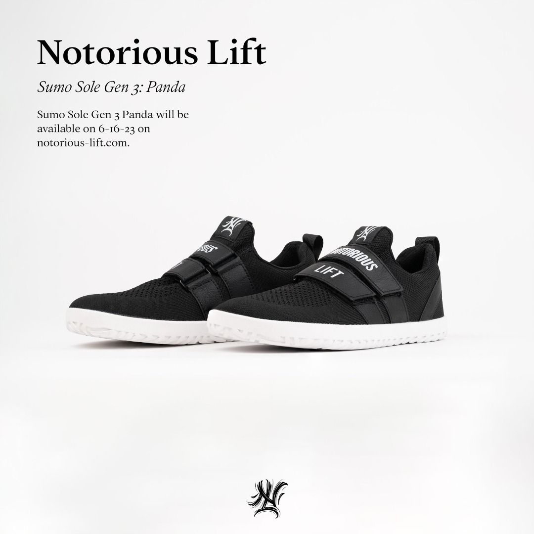 Notorious Lift Sumo Sole Gen 3 - Panda. No Slip, Dual Strap Shoes for ...