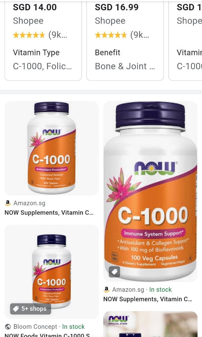 Now Vitamin C, Health & Nutrition, Health Supplements, Vitamins ...