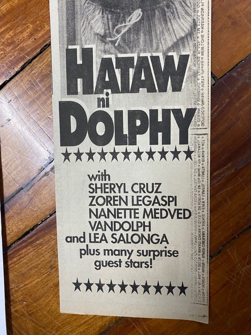 Old Vintage Newspaper Cut Out Hataw ni Dolphy with Vandolph and Lea Salonga OPM PHILIPPINES