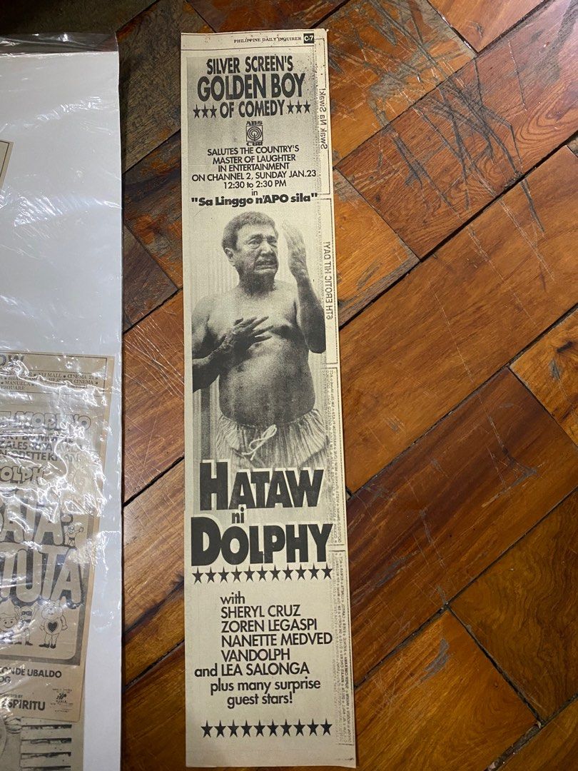 Old Vintage Newspaper Cut Out Hataw ni Dolphy with Vandolph and Lea Salonga OPM PHILIPPINES