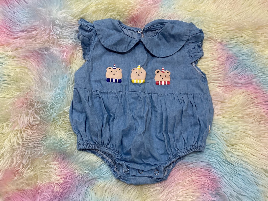 Onesie soft denim, Babies & Kids, Babies & Kids Fashion on Carousell