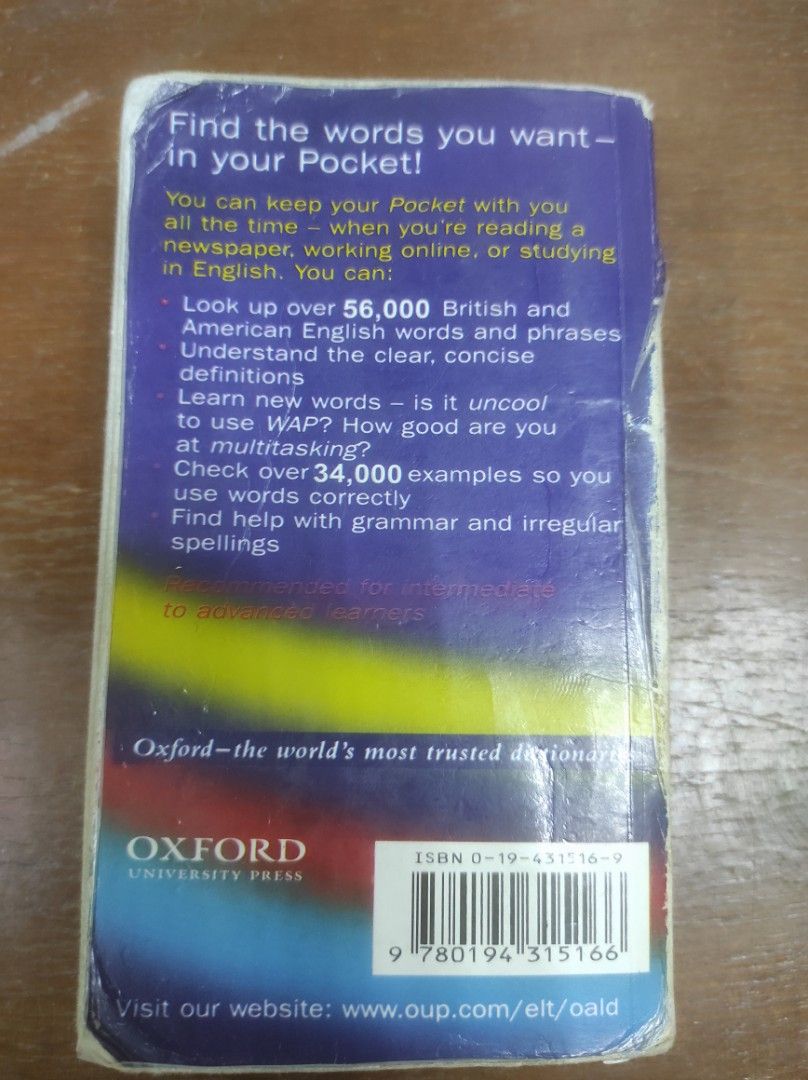 Oxford Advanced Learner's Dictionary (Pocket Size), Hobbies & Toys ...