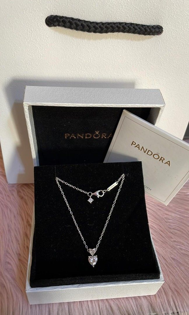 Interlocked Hearts Collier Necklace Pandora | 3d-mon.com