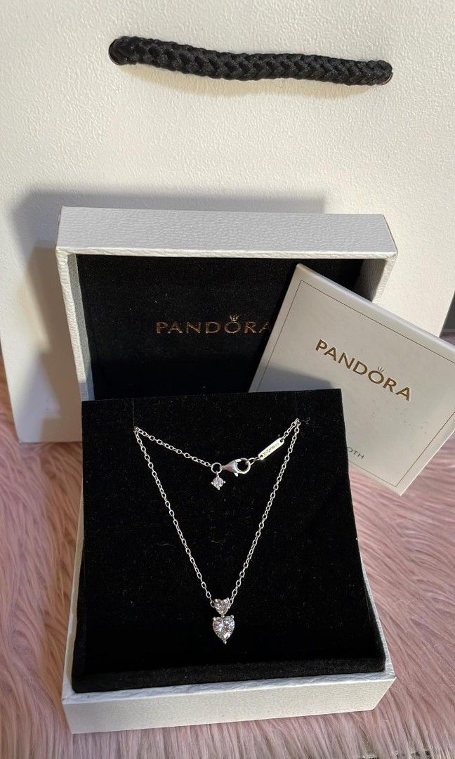 Pandora Double heart necklace Women s Fashion Jewelry