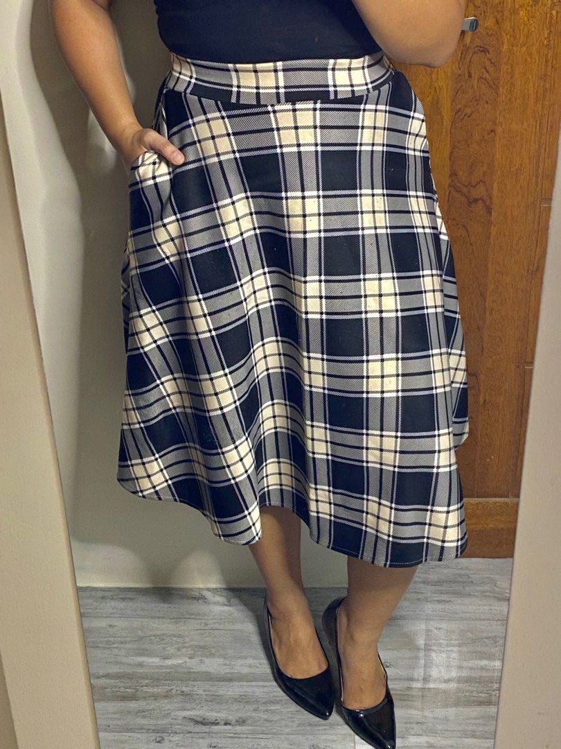 Plaid midi shop skirt 20