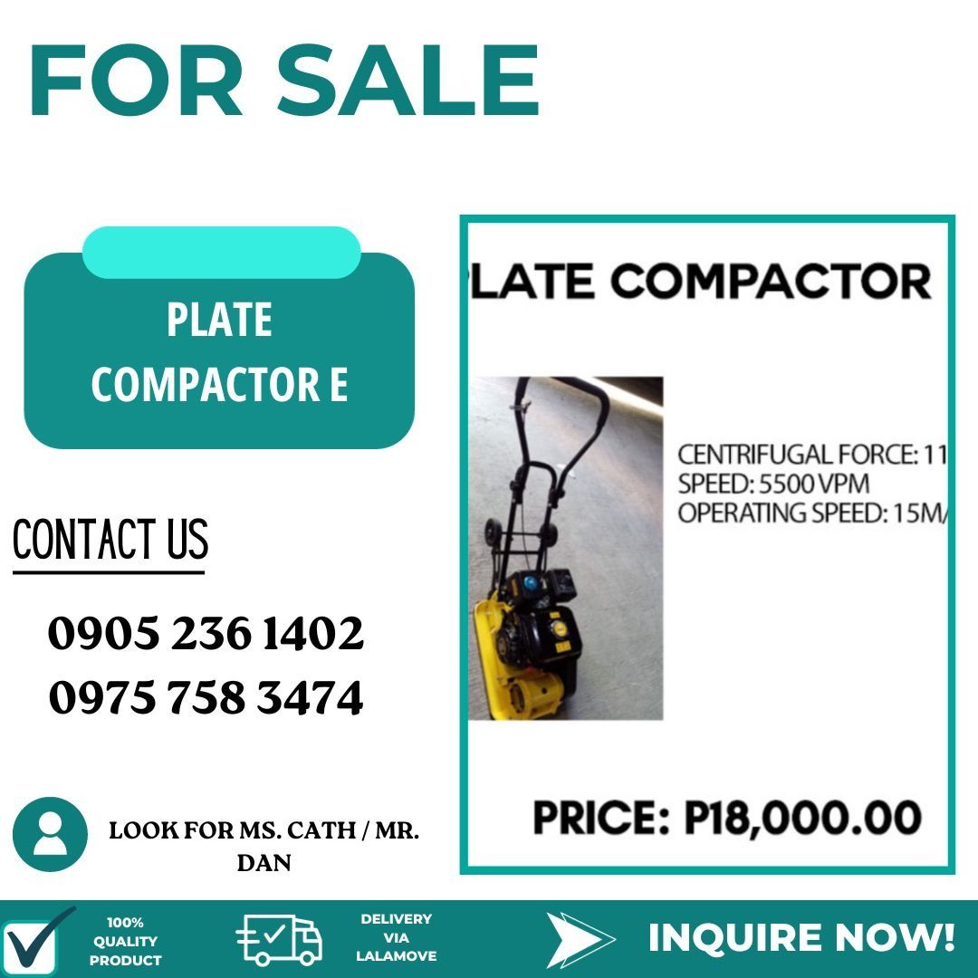 PLATE COMPACTOR E (Category: Construction Tools & Equipment) located in Manila. Submitted by cathvesta_sales (Listing ID 1266704068, Image 1). Description: .