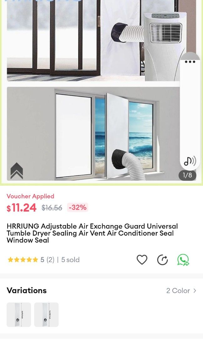 Portable aircon Window / Door kit for exhaust, Furniture & Home Living