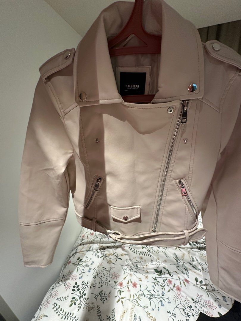 Pull Bear leather rider jacket Women s Fashion Coats Jackets