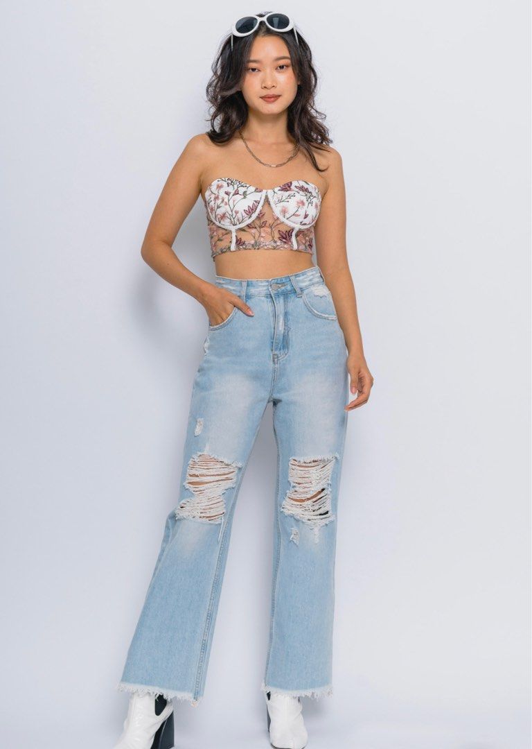 Raw hem ripped new arrivals jeans