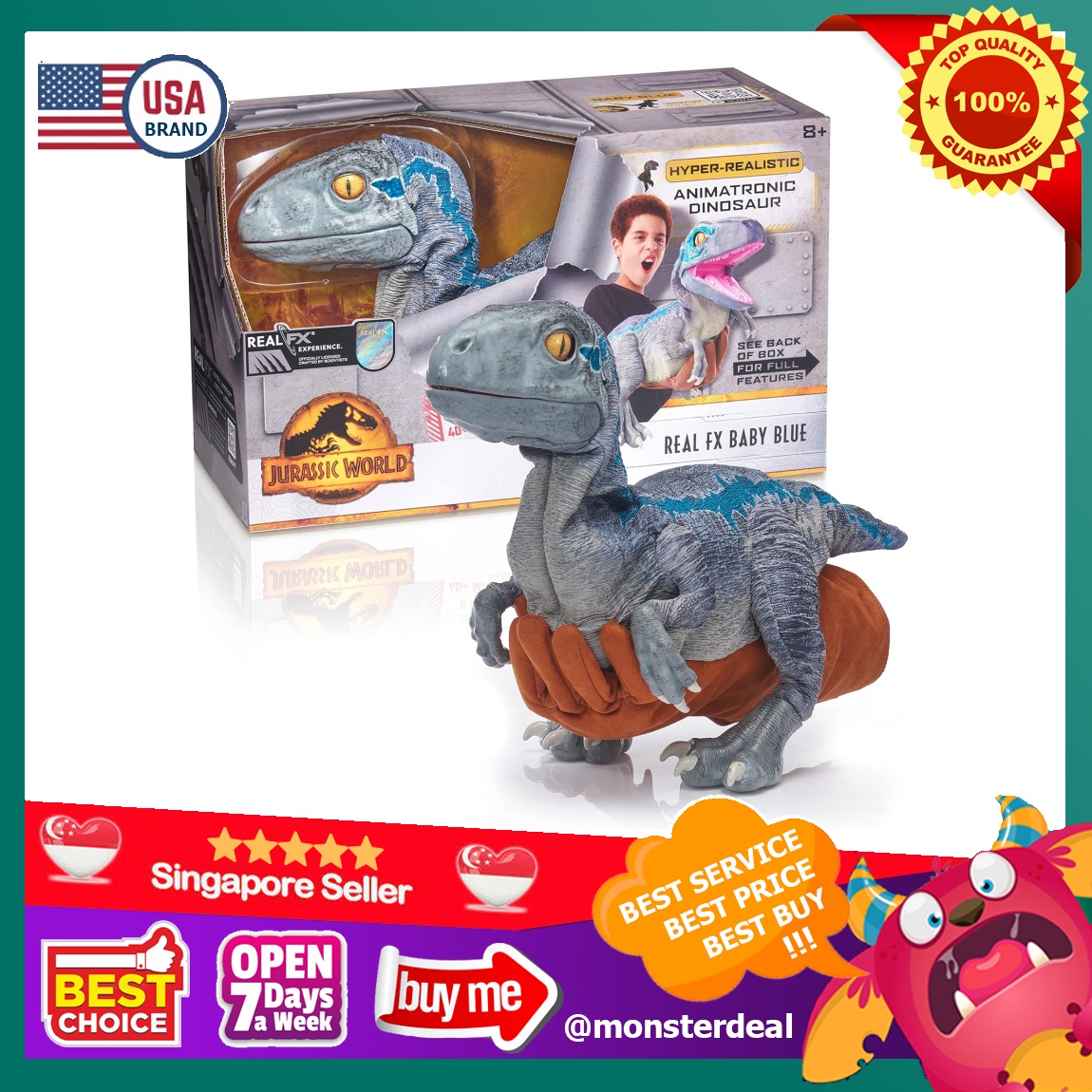 Jurassic World REAL FX Baby Blue Dinosaur Toy Hyper Realistic Animatronic Dinosaur Life Like Movements and Real Movie Sounds Jurassic World Dominion Official Toys Ages 7 8 9 to adult Hobbies Toys Toys...