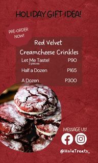 Red Velvet Cream cheese Crinkles - Holiday Giveaways 😋