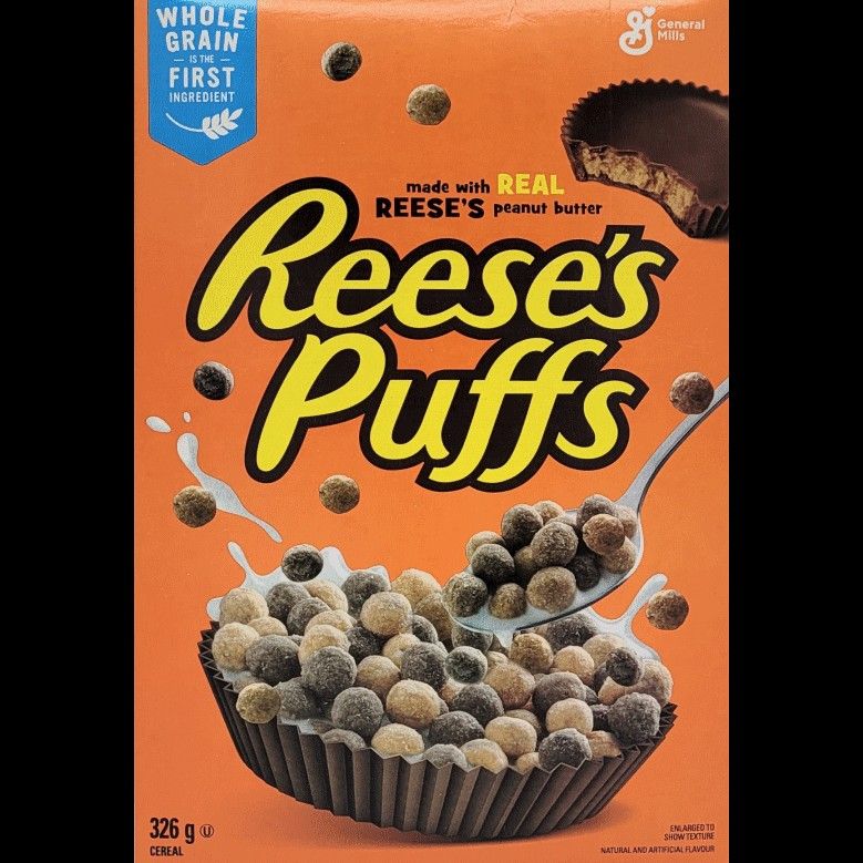 Reese puff breakfast cereal peanut butter flavoured cereal snacks