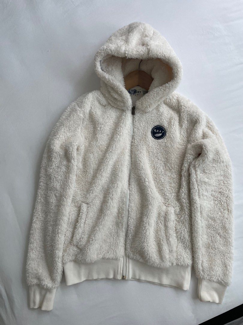 Roxy fluffy hoodie Women s Fashion Coats Jackets and Outerwear
