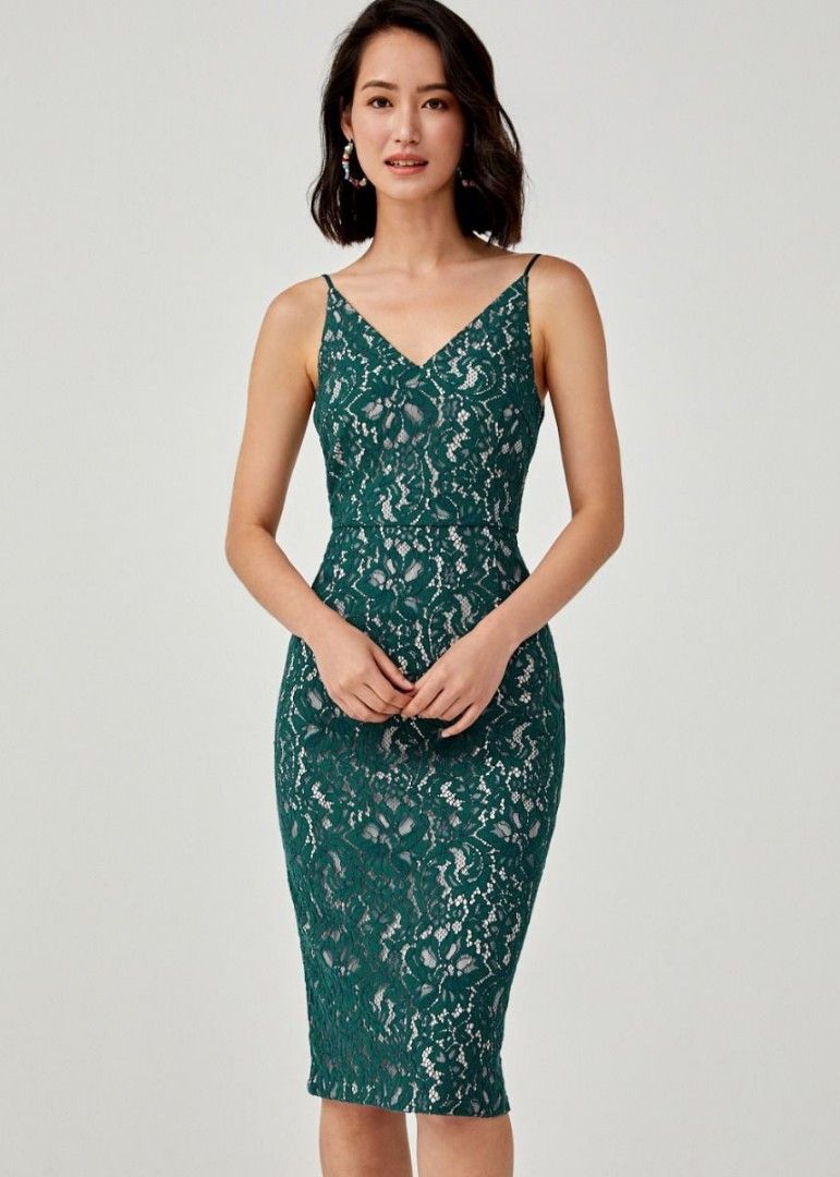 Dress the population green lace aurora dress cheap
