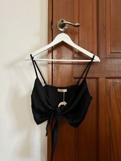 Satin Front Tie Crop Top
