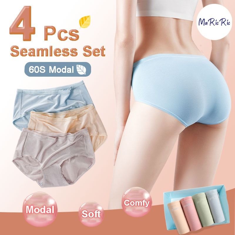 Seamless Modal Antibacterial 4 Pcs Set Low Waist Panties.Underwear