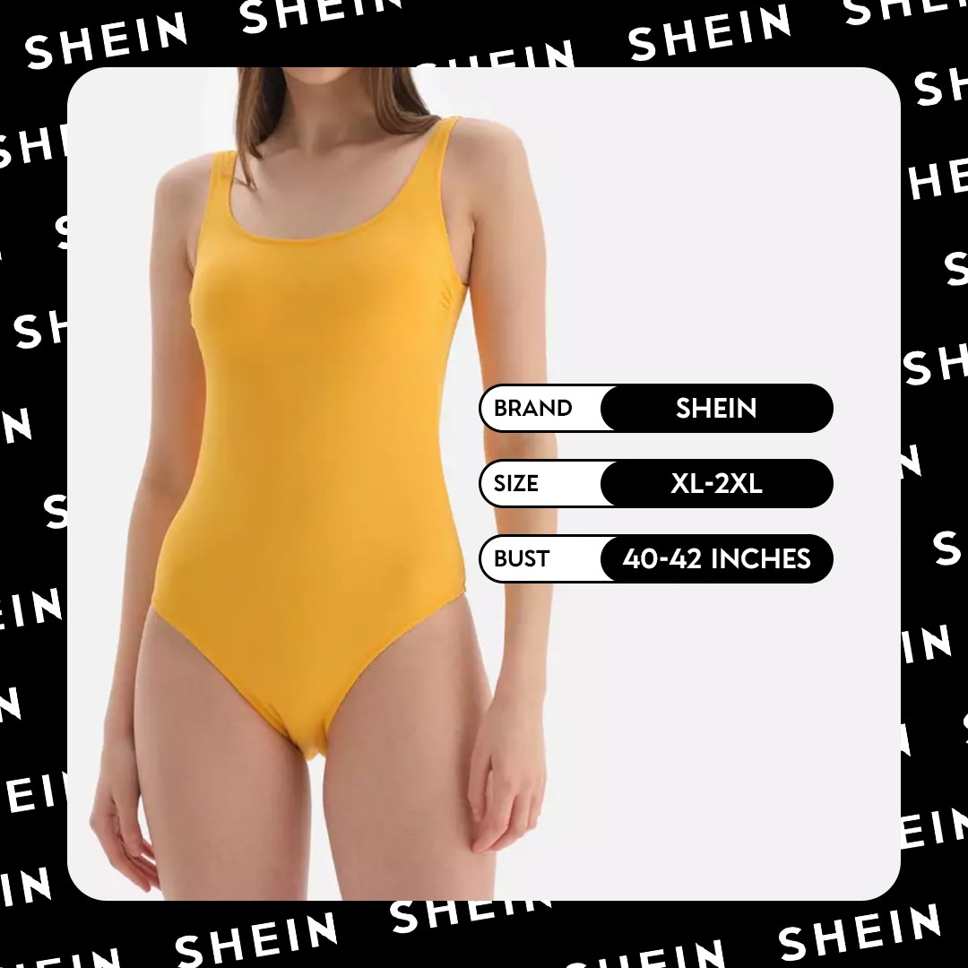 SHEIN Yellow One Piece Swimsuit, Women's Fashion, Swimwear, Bikinis