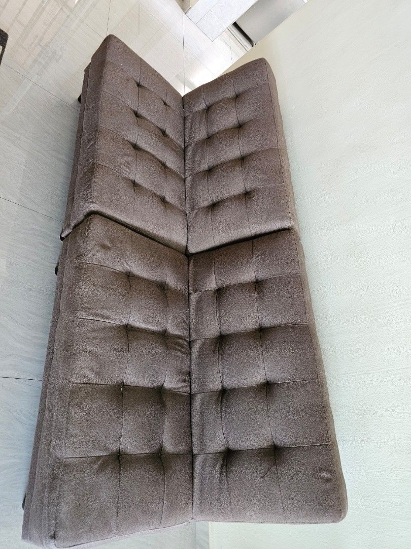 Sofa (Category: Sofas) located in Singapore. Submitted by starkit88 (Listing ID 1266744669, Image 3). Description: fabric. flexi arrangement, adjusted height, can use as sofa bed. self collection, 2 pieces at $150..
