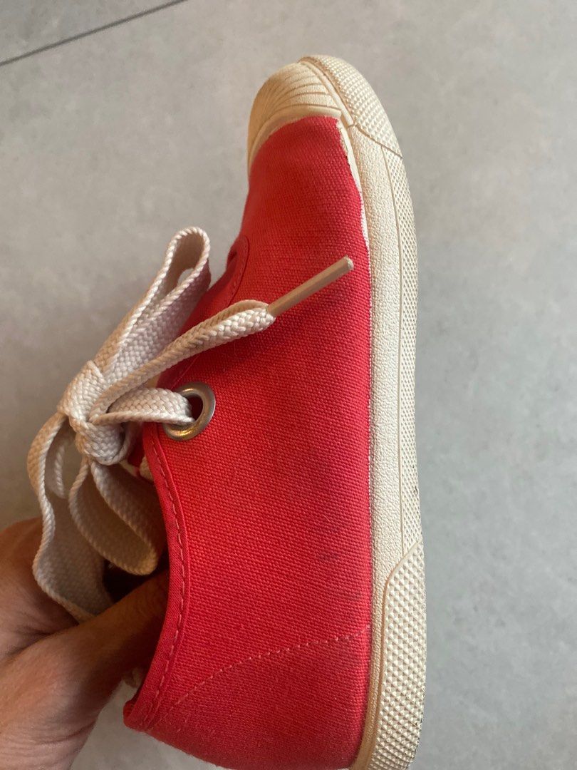 Red slip sale on canvas shoes