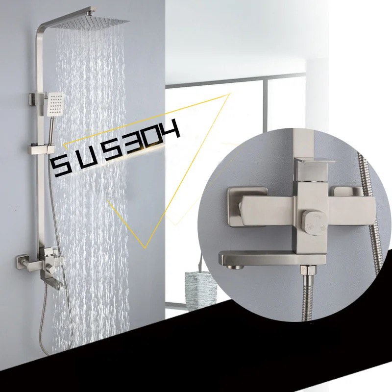 Stainless Steel SUS 304 Box Type Hot and Cold Rain Shower Mixer Silver ...