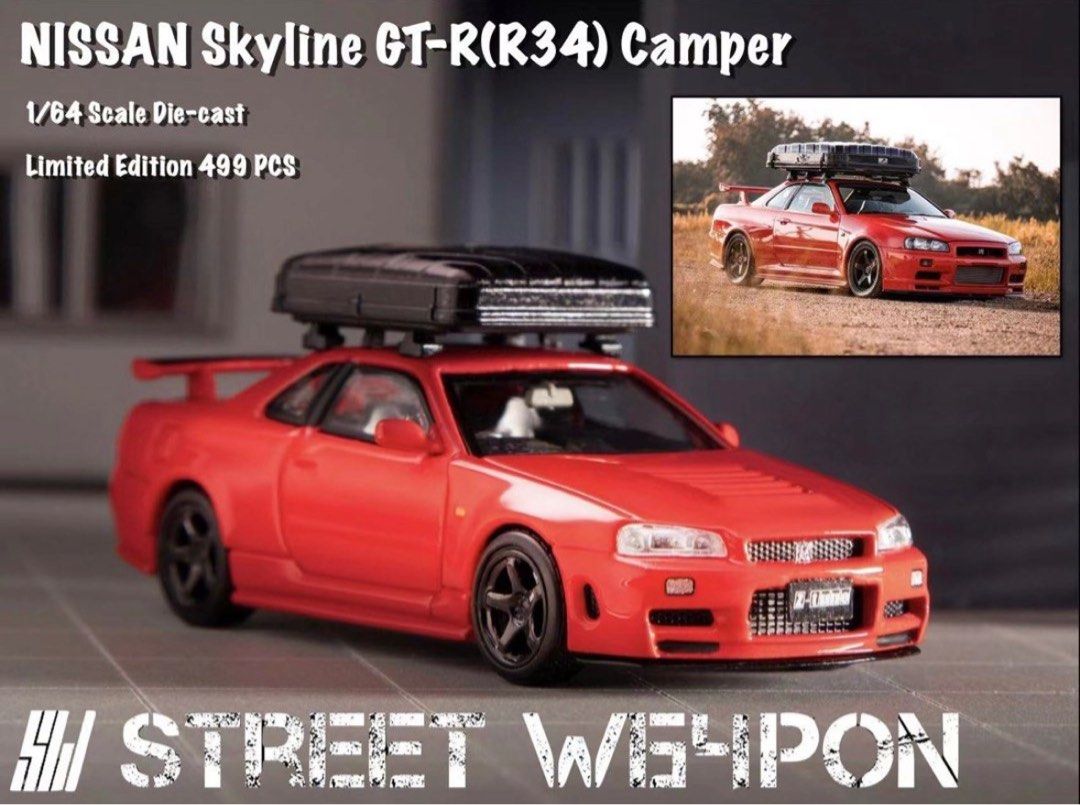 Street Weapon 1/64 – Nissan Stagea Skyline GT-R R34 Wagon Gris – Miniature Die-cast