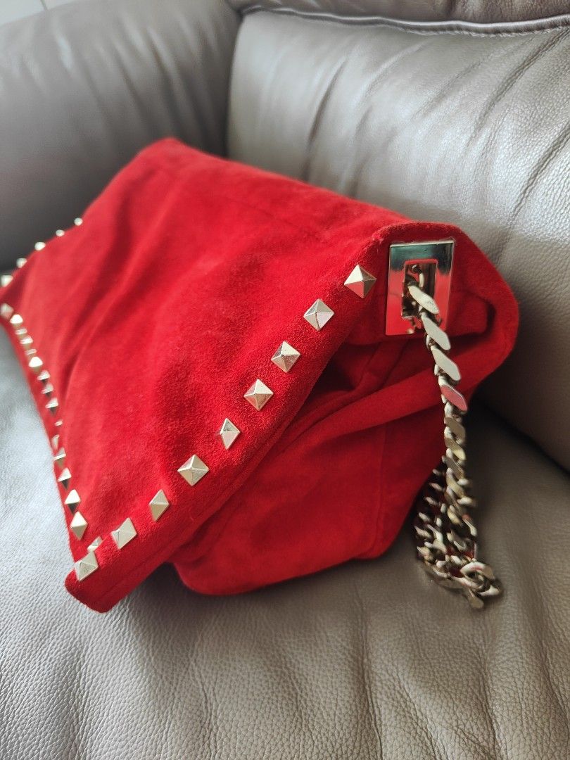 Red suede bag zara store