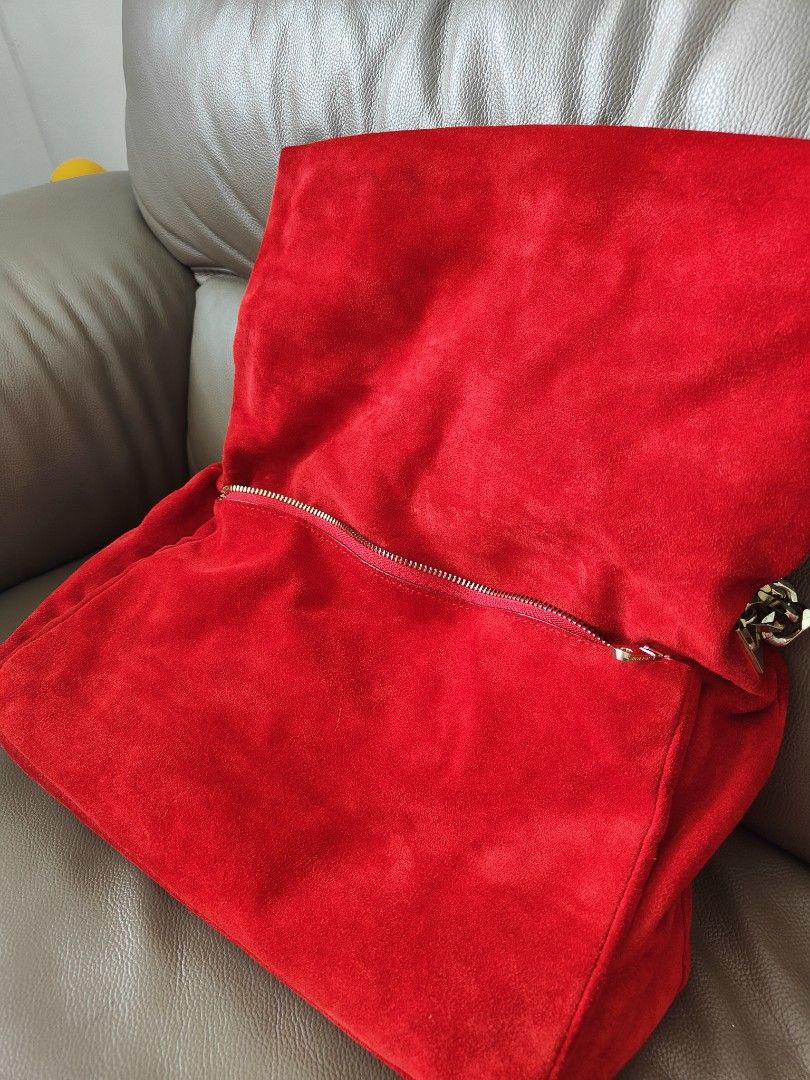 Red suede clearance bag zara