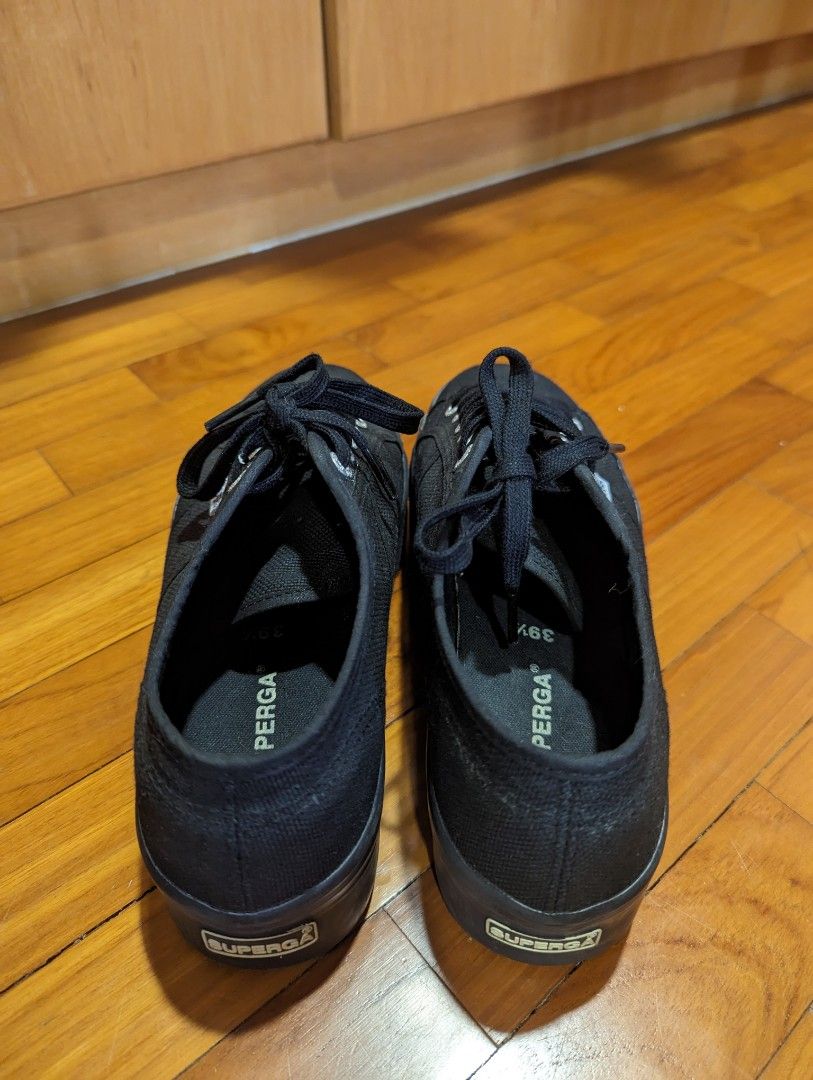 Superga 2790 linea flatform trainers in black hot sale