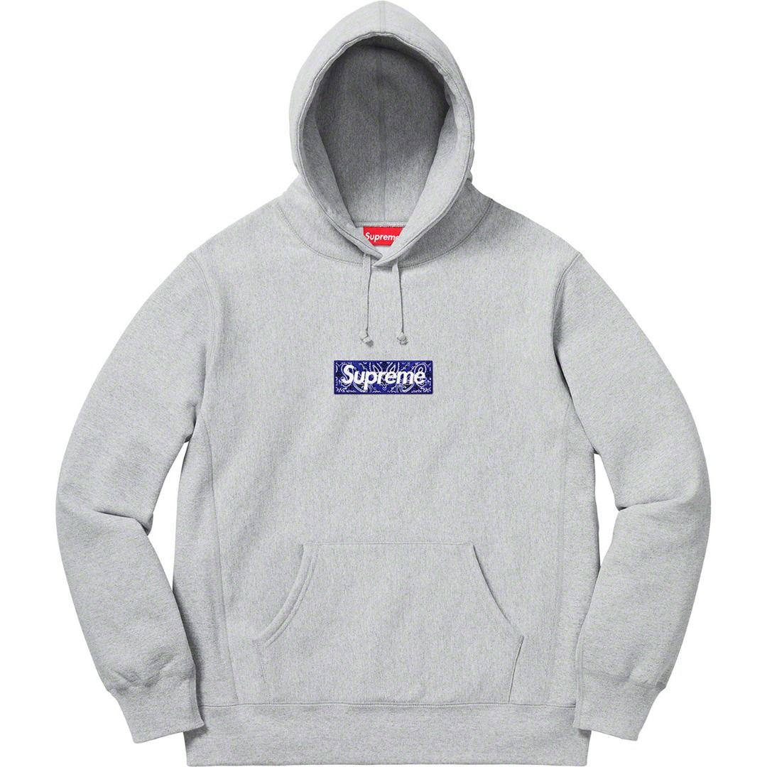 Supreme 19FW Bandana Box Logo Hooded Sweatshirt 腰果花刺繡寬鬆加絨