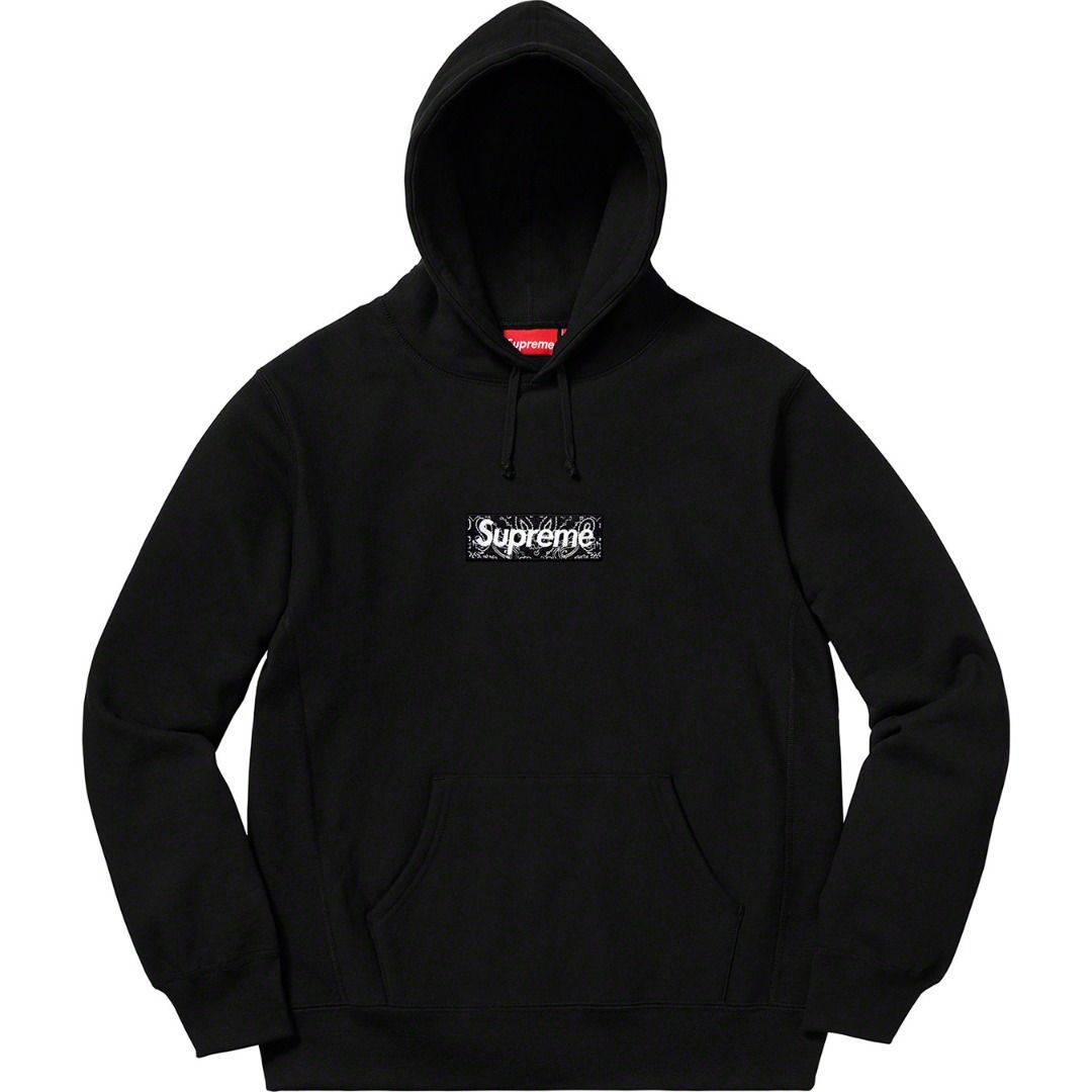 Supreme 19FW Bandana Box Logo Hooded Sweatshirt 腰果花刺繡寬鬆加絨