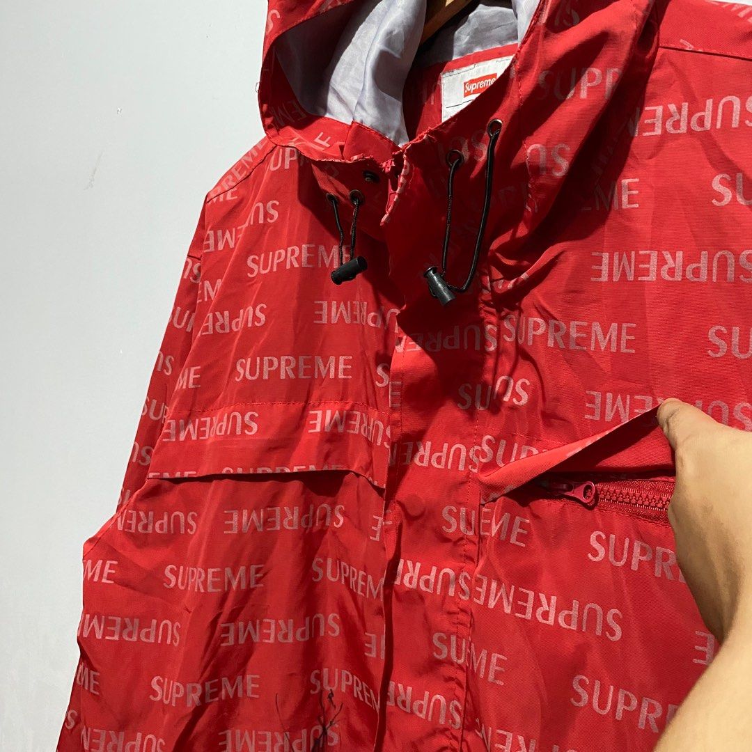 Supreme 3M reflective repeat taped seam jacket Red White Men s
