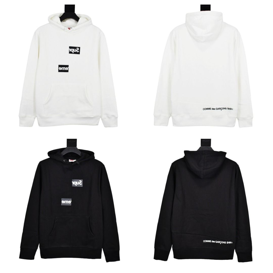 Supreme CDG Split Box Logo Sweatshirt聯名款錯位拼接切割衛衣加絨帽