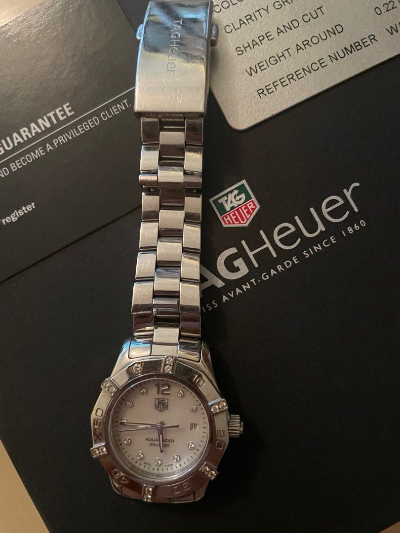 TAG HEUER AQUARACER WAF141G LADIES MOTHER OF PEARL DIAMOND WATCH