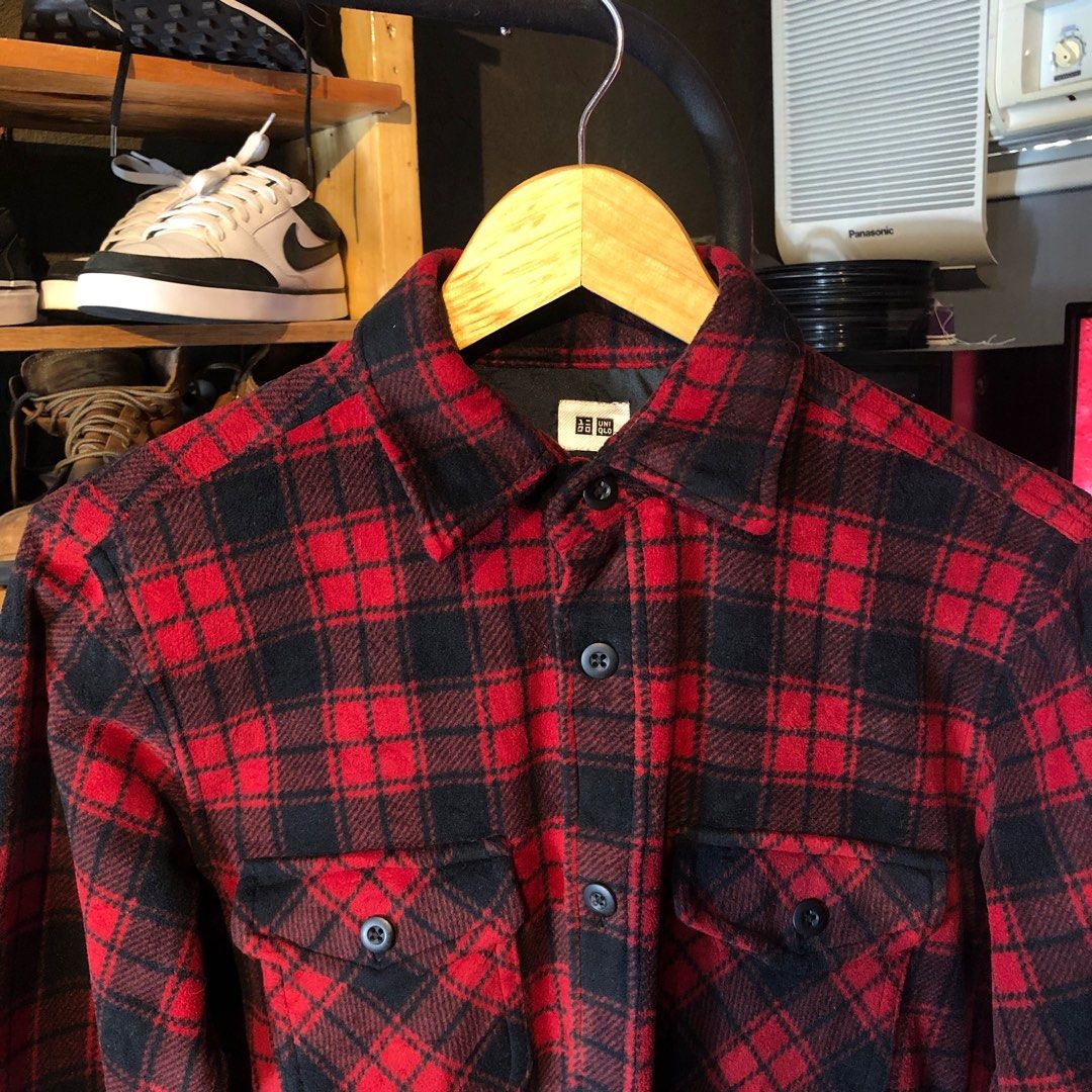 UNIQLO RED FLANNEL, Men's Fashion, Tops & Sets, Formal Shirts on Carousell