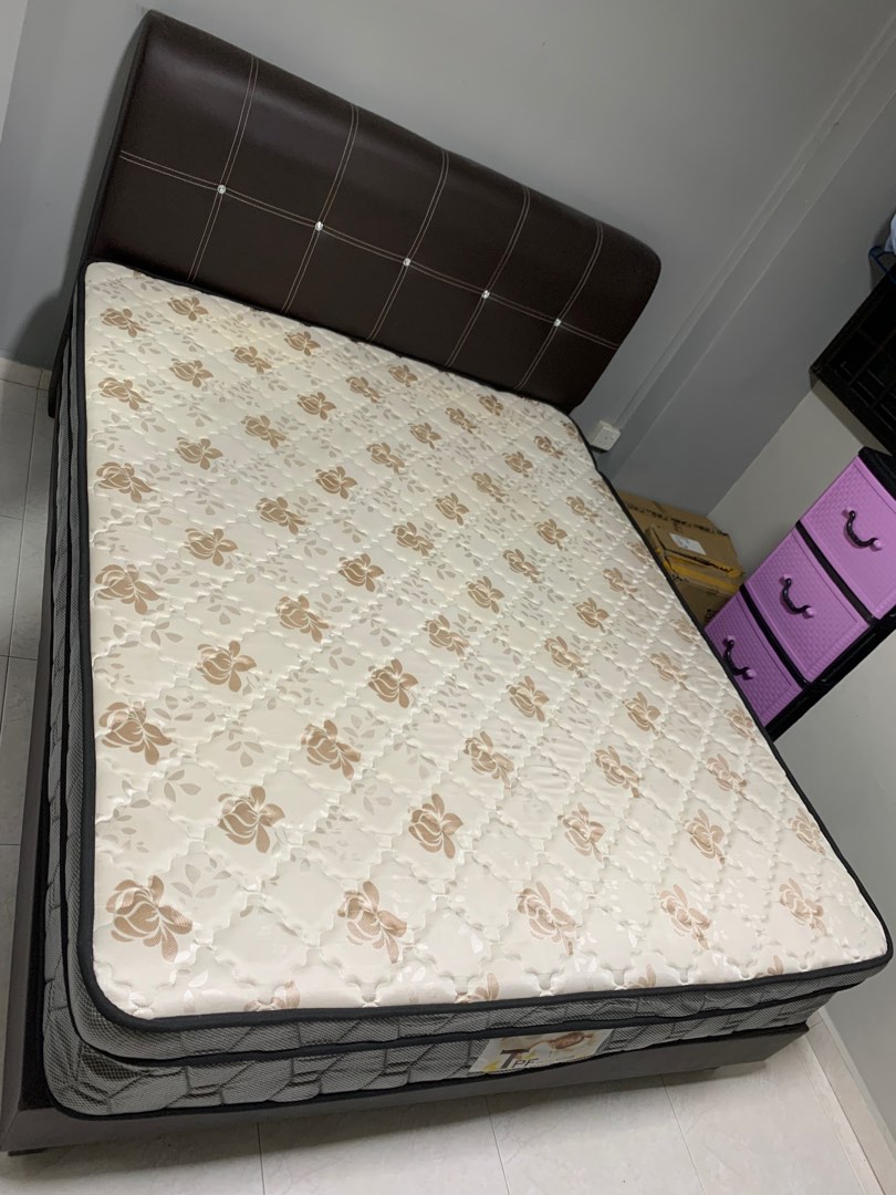 Used Queen Size Mattress with bed frame, Furniture & Home Living
