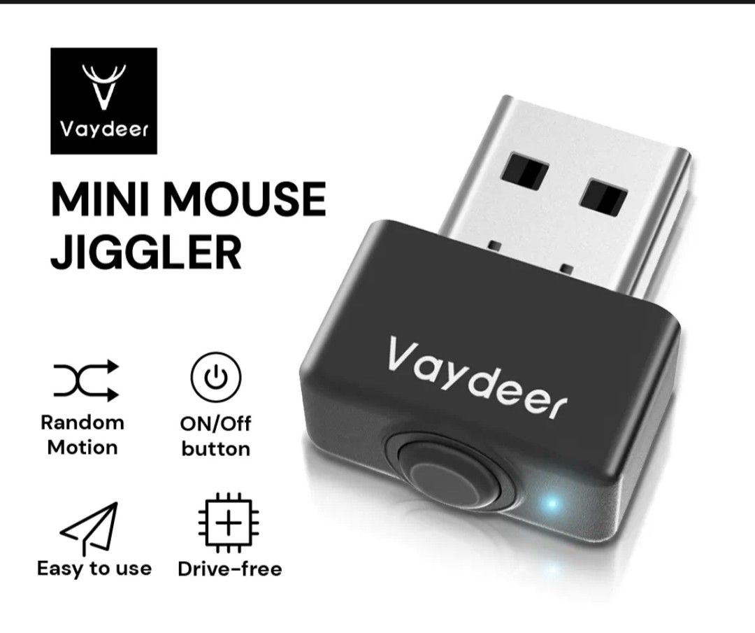 VAYDEER Metal USB Mouse Jiggler, S4 Mouse Mover With ON/Off