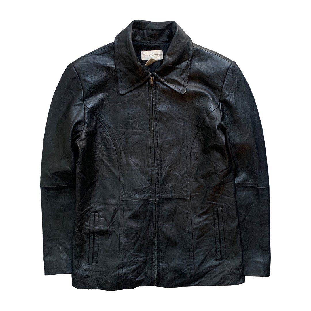 Vintage Casual Corner Black Leather Jacket