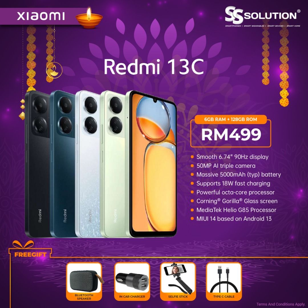 Xiaomi Redmi 13C (6GB RAM 128GB ROM)(Midnight Black)