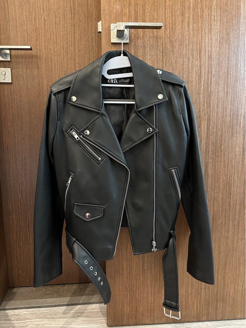 Zara Faux Leather Biker Jacket, Women's Fashion, Coats, Jackets and