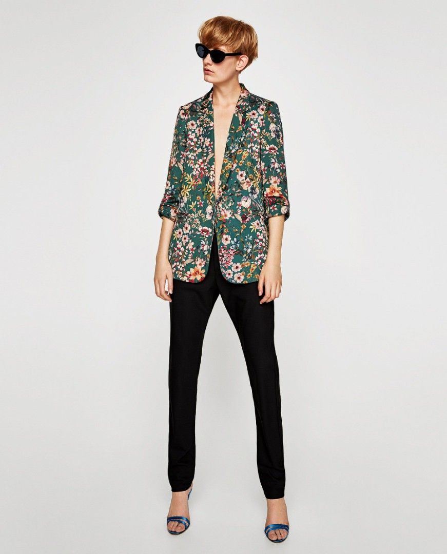 Zara floral print blazer cheap