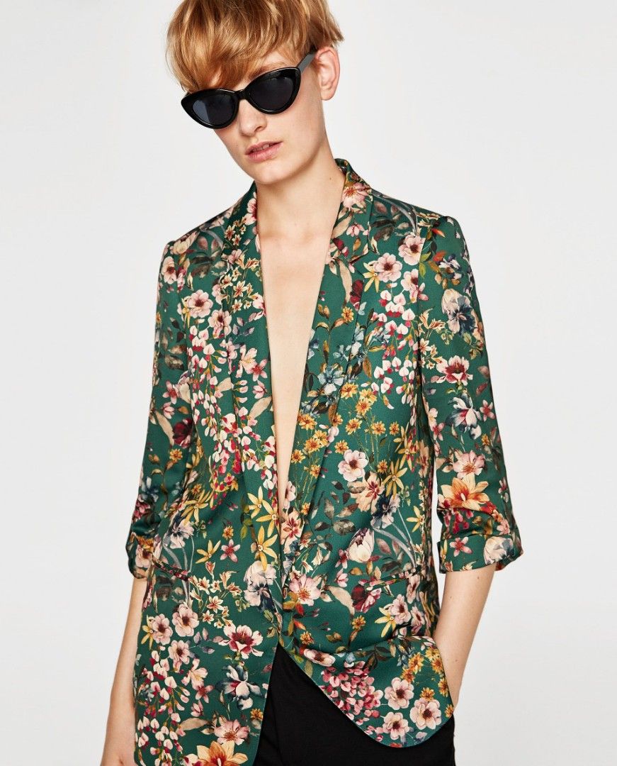 Zara flower blazer top