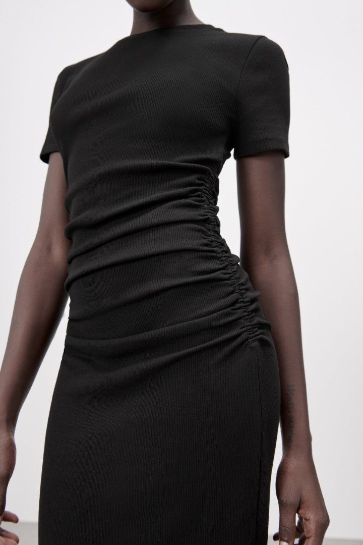 zara ruched rib dress NWT Zara Ruched Ribbed Dress