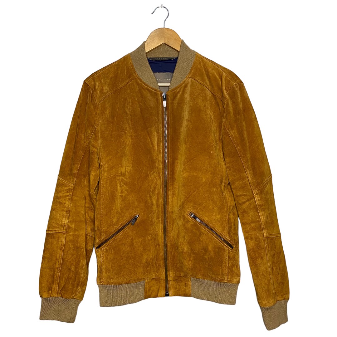 Zara Suede Bomber Leather Jacket, Men's Fashion, Coats, Jackets and