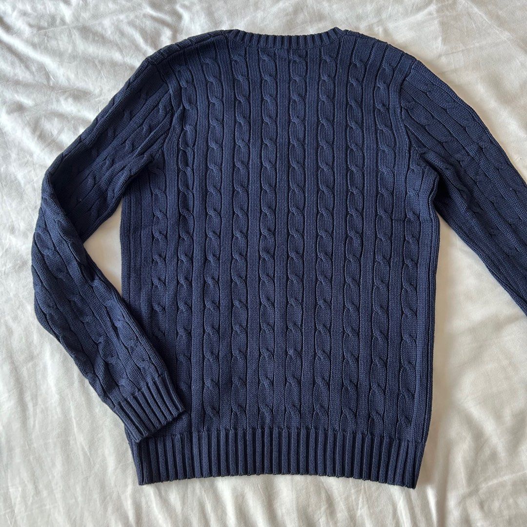 Ralph lauren blue cable knit sweater on sale