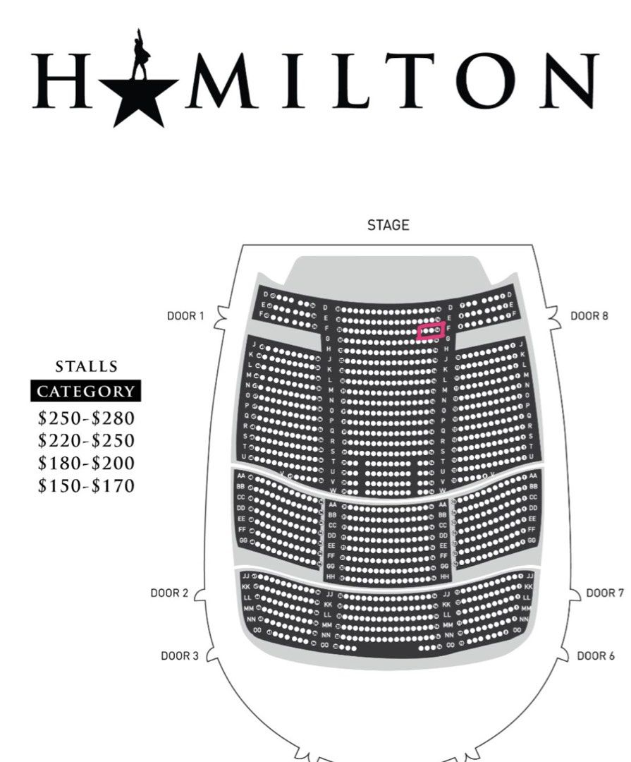3 Hamilton Tickets 3rd Row from front 284 each Tickets