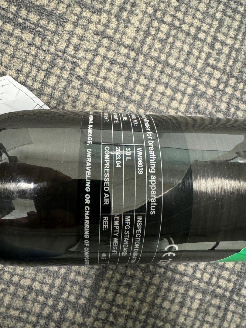 3L Carbon Fiber Scuba Tank, rebreather, bail out tank, Sports Equipment
