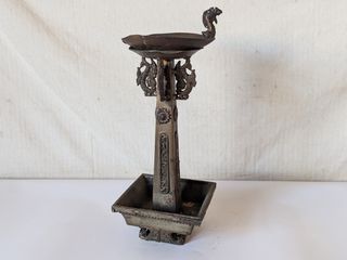 老錫油燈（桌燈、囍字、鰲魚雀替、四方型）—古物舊貨、懷舊古道具、復古擺飾、早期民藝、中國古典、入清、老錫器、錫工藝